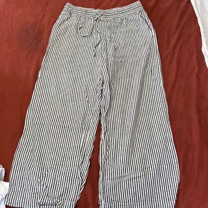 A new day wide leg blue and white striped linen pants size large